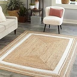 HOMDECLOYAL® Handloom Jute, Braided Reversible Hand-Woven Floor Mats Rug/Carpet/Mat, for Living & Bedroom, Hall, Kitchen (Color-1, 3 feet x 5 Feet - Rug)-image-57