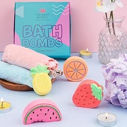 THE BODY BUCKET - Orange, Strawberry, Watermelon, Pineapple Fruit Basket Bath Bombs 75 gms Each (Pack of 4) – Natural Handcrafted Aromatic Fragrance - Perfect Bath Gift for Kids, Men & Women-image-95