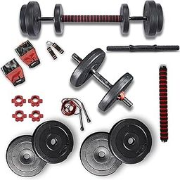 Lifelong LLPVCHGC05 PVC Home Gym Set 15kg Plate with Extension Barbell Rod and Dumbbells Rods with Gym Accessories for Home Workouts (Black, 6 Months Manufacturer's Warranty)-11