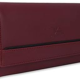 Women's and Girls Artificial Synthetics Faux Leather Tow Fold Hand Clutch Wallet Hand Bags Purses, Rose (YKFC-503MAROON)-image-24