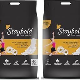 Staybold Sanitary Pads For Women Secure Night 320 mm (80 Pieces) Sanitary Pads For Women, Leakage Proof, Cotton Soft - Pack of 2-image-9