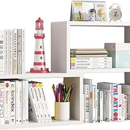 UniShop Wooden Storage Adjustable Desktop Bookshelf Organizer for Office & Home (White, 73 cm x 17.3 cm x 40cm)-12