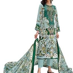 Lawn Cotton Pakistani Embroidered Suit Dress Material with Unstitched Bottoms and Cotton Dupatta-image-34