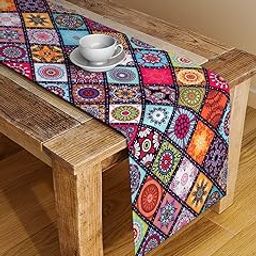 Polyester Canvas Digital Printed Table Runner for Dining and Center Table Home Decor Multicolor (Size: 13''X58''), Large-21