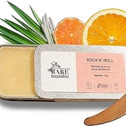 Bare Necessities Rock n Roll Solid Deodorant | Prevents Body Odour | Natural Citrus Fragrance | No Aluminium, Alcohol, Paraben-free | Travel Mini Size Deodorant for Women - 15g-33
