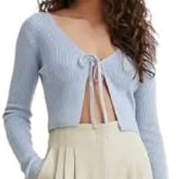 Solid V Neck Cardigan Full Sleeves Regular Fit Casual Ribbed Top for Women-picture-8