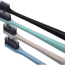 HMD INDIA Pack of 5, Wheat Straw Toothbrush | Charcoal activated Bamboo Fibre Bristles | Eco-Friendly, Biodegradable for Unisex, (Multicolor)-25