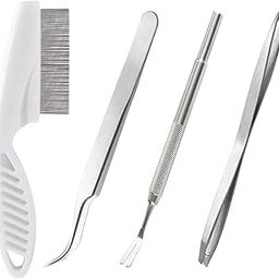 4 PCS Tick Removal Tools for Dogs, 3 Tick Tweezers and 1 Tick Comb, Dog Ticks Remover Set for Safe and Effective Tick and Flea Removal, Pet Tools for Cats and Dogs.-image-99
