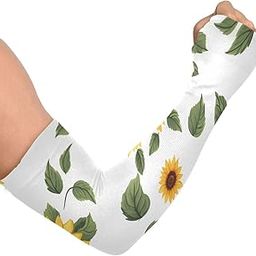 Cooling Arm Sleeves for Men Women UV Sun Protection Arm Covers Sunflowers Leaves Compression Sleeves Sports Football Golf Cycling-image-63