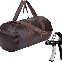 Gym Bag and Hand Gripper Combo Set, 20L Polyester Duffel with 3 Compartments, Adjustable Shoulder Strap, Pack of 2 (Grey)-image-81