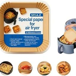MaruHub 50pcs Air Fryer Paper Liners Disposable Non-Stick, Oil-Proof Baking Parchment Paper Sheets for Air Fryer, Microwave, Oven, Steamer – Food Safe, Heat Resistant, Waterproof (Square, 16 x 4.5 cm)-image-17