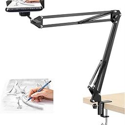 BROLAVIYA Overhead Video Tabletop Stand Phone Holder, Metal Long Lazy Arm and Bracket for All Mobiles Phone, for Streaming ,Overhead Video,Desktop,Bedroom, Office, Black-5
