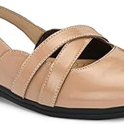 Women's Patent Slingback Flat Shoes, Nude Beige, Formal Comfort Sandals with Buckle Closure-image-27