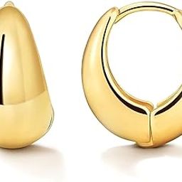 Stylish Trendy Chunky Golden Dainty Small Huggie Hoop Earrings | Latest Fancy Trendy Hoops Bali Studs | Korean Fashion Jewellery Women & Girls (Oval)-image-13