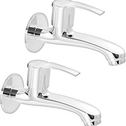 Pixaflo Sting Brass Long Body Bib Cock Tap with Wall Flange (Pack of 2) (Chrome)-image-5