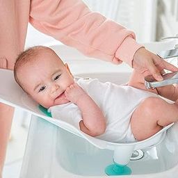 MOPPETS 2 in 1 Clean Rinse Baby Washer/Baby Buttock Washing Tool for Counter Sink and Infant bathrack for Bath tub Daily Use 0-9 Months (White)-image-46