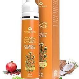 AVIMEE HERBAL Soorya Kawach Sunscreen With De-Tan Extract - 50 ml | Spf 50 PA++++ For Broad Spectrum UVA, UVB & Blue Light Protection | For All Skin Types | Light Weight & Non-Greasy | For Men & Women-image-99