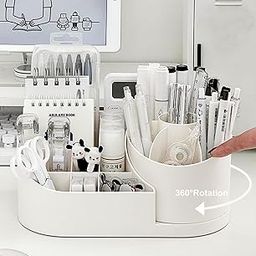 Cosmetic Organizer For Nail Polish, Brushes, Lipstick, Jewelry | 360 Rotating Makeup Organizer | Countertop For Bedroom And Bathroom (Off White)-image-51