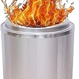 Stainless Steel Smokeless Wood-Burning Fire Pit 15 inch VDFP-15W is for Outdoor Bonfires, Gardens, Hiking, Camping, Fishing, Mountaineering, and Picnic Activities. (40 x 40 x 46 cm)-image-73