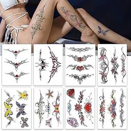 MAYCREATE® 8 sheets Temporary Tattoos Sticker for Women Clavicle Temporary Tattoo Sticker Waterproof Temporary Tattoo Stickers for Arm, Waist, Chest, Temporary Tattoo for Fun-43