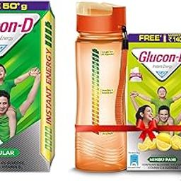 Glucon-D Instant Energy Health Drink Regular - 450Gm Refill (Extra 50Gm Free) + Glucon D Instant Energy Health Drink Nimbu Pani - 1Kg Refill (Sipper Free)-20