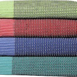 THARUNSHA ELITE Single Size Pure 100% Cotton Blanket/Solapur Chaddar/Cotton Bedsheet For All Weather Daily Use Checkered Light Green Red Navy Blue Dark Green Family (60X90 Inches -) Set Of 4, 300 Tc-16