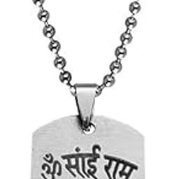 Religious Lord Sacchidanand Sadgaru Sainath Maharaj Black And Silver Stainless Steel Pendant Necklace Chain For Men And Women SPn2022694-image-96