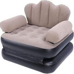 KANUPRIYA Inflatable Couch Bed, Blow up Couch Mattress for Camping, Thickened Flocked PVC Sofa Bed with Headrest, Comfortable and Soft Inflatable Sofa for Home Guest Travel Camping-24