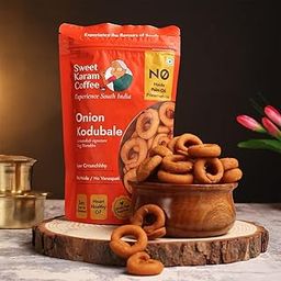 Sweet Karam Coffee Onion Kodubale (Ring Murukku) | No Palm Oil & No Preservatives Snack | Authentic South Indian Chakli | Fresh & Crispy Tea Time Namkeen Snack | 200 Grams-image-3