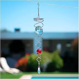 Decorative Spiral - 2024 New Gazing Ball Spiral Tail Wind Spinner Stabilizer, Spinfinity Designs Hanging Kinetic Wind Spinners Decorative Spiral Crystal Sun Catchers Rainbow Maker (Red, 12in)-image-42