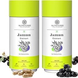 NUTRiHERBS Jamun Seed Extract Capsules 800mg | Herbal Supplement for Diabetes Management | Ayurvedic Sugar Control & Digestive Health Support | Natural Blood Sugar Balancing & Metabolic Wellness-image-96