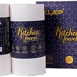KLAP 4 Ply Kitchen Paper Towel Rolls, Pack of 2, Virgin Paper Soft & Highly Absorbent Towel Roll-image-56