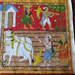 GI HERITAGE Cheriyal Painting Agriculture Theme for Home and Decor | Decorative Accent for Home, Living Room & Gifting-image-71