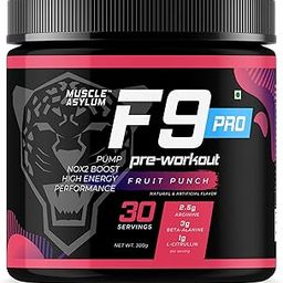 Muscle Asylum F9 Pro Pre-Workout - 30 Servings,300 Gm (Fruit Punch)|Boosts Energy & Endurance|Improves Focus,Powder,1 Count-picture-10