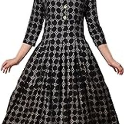 Women Bandhej Gold Printed Maternity Anarkali Feeding Kurti with Zippers (Black)-image-40