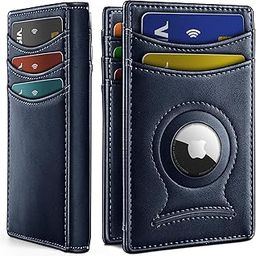 Men Airtag Wallet,Slim Wallet Money Clip Card Holder Magnetic Closure 12 Cards in Front Pocket RFID Blocking, Purplish Blue6269, Minimalist-image-38