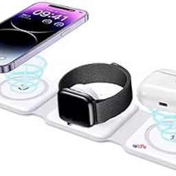 WeFly 3 in 1 Magnetic Foldable Mag/Safe Wireless Charger for iPhone 16 to 12 Series Compatible for AirPods 2/3/Pro Compatible for only Ap/ple Watch Series 23W Charging Wireless Charger-image-64