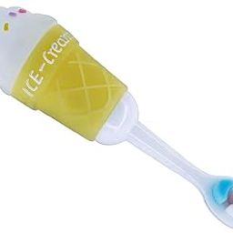 Baby Bucket Super Cute 3D Cartoon Handle Soft Bristles Toothbrush For Children's With Travel Case 2 To 7 Years-(Ice Cream-Yellow), Manual, Kid, Pack Of 1-15