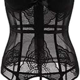 ™ Women Push up Bustier Sexy Lace Printing Waist Cinche S-Black | Womens Clothing | Intimates & Sleep | Bras & Bra Sets-image-24
