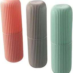 Trendy Micro Market 3Pcs Travel Toothbrush Holder, Toothbrush Case Set for Camping, Traveling, Home, School, Bathroom, Multi-Function Portable Toothbrush Cover, Toothbrush Toothpaste Case Holder-43