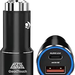 GEARZTOUCH 125W Dual Port Fast Smart Car Charger- SuperVooc All Metal PD Quick 45W PD/PPS+80W SuperVOOC Compatible with iPhone & Android Samsung, Vivo, Oppo & Tablets All Brand (Black)-24