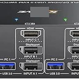 Y0S3QZ1 USB 3.0 KVM Switcher 2 Input 3 Output 3 Monitors 2 Computers Switch Support 8K@30Hz 4K@144Hz USB 3.0 Displayport for 2 PC Share-6