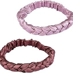 Premium Satin Silk Braided Head Bands For Women And Girls, Pack Of 2 Pcs - Nude Brown/Brown-image-92