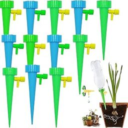 Drip Irrigation kit for Home Garden plants, Self-Watering Spikes, Automatic Plant Water Devices For Plant with Slow Release Control Tap Valve Switch Drip Water Irrigation, Pack of 12-10