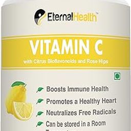 EternalHealth Vitamin C (High Potency Form) - 180 Capsules with Citrus Bioflavanoids & Rose Hips - 180 Veg Capsules-image-0