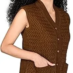 lady willington Women's Wool V-Neck Cardigans (PUREWOOLRAINBOWSEMIHALFSLEEVECOTTY_Coffee_XL)-picture-49