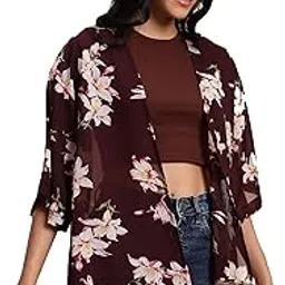 unaone Women Purple Multicolour Front Open Tasselled Longline Shrug-picture-5