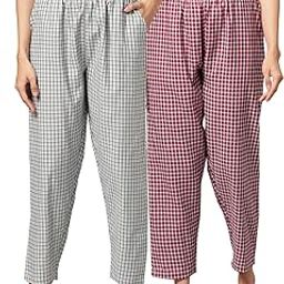 Womens Pack of 2 Cotton Printed Lounge Pant with Side Pocket and Elasticated Waistband-image-2