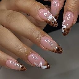 French Tip Premium Designer 24pcs Press-On Nails with Easy Glue Tab application, Stick-on Nails for Women, White Floral Design, Resuable and Unbreakable-10