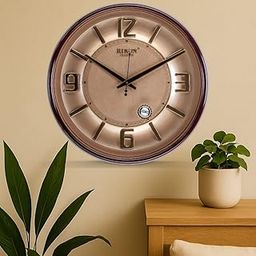 Rikon RK-03 Brown Golden Sweep Wall Clock – Elegant and Precise Timepiece for Home & Office Decor (45.72x45.72 CM)-image-71